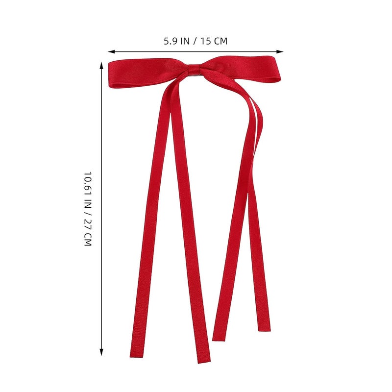 8pcs Ribbon Bow Hair Clips with Long Tassels, Duckbill Barrettes for Women Teens, Christmas Festival Hair Accessories - Image 2