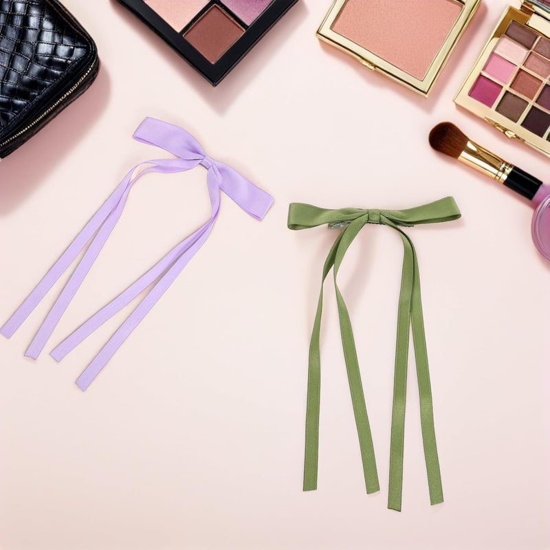 8pcs Ribbon Bow Hair Clips with Long Tassels, Duckbill Barrettes for Women Teens, Christmas Festival Hair Accessories - Image 5