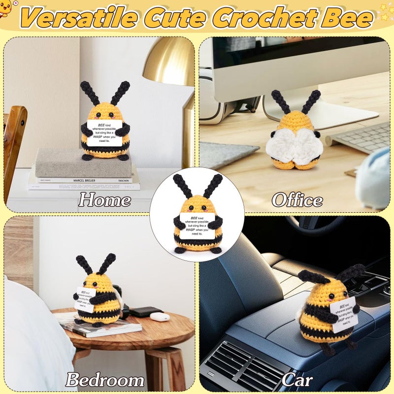 Maziky Funny Positive Bee Mini Crochet Bee with Positive Affirmations Cards for Inspirational Novelty Gifts and Party Decorations - Image 4