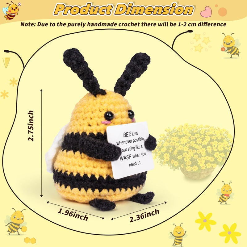 Maziky Funny Positive Bee Mini Crochet Bee with Positive Affirmations Cards for Inspirational Novelty Gifts and Party Decorations - Image 2