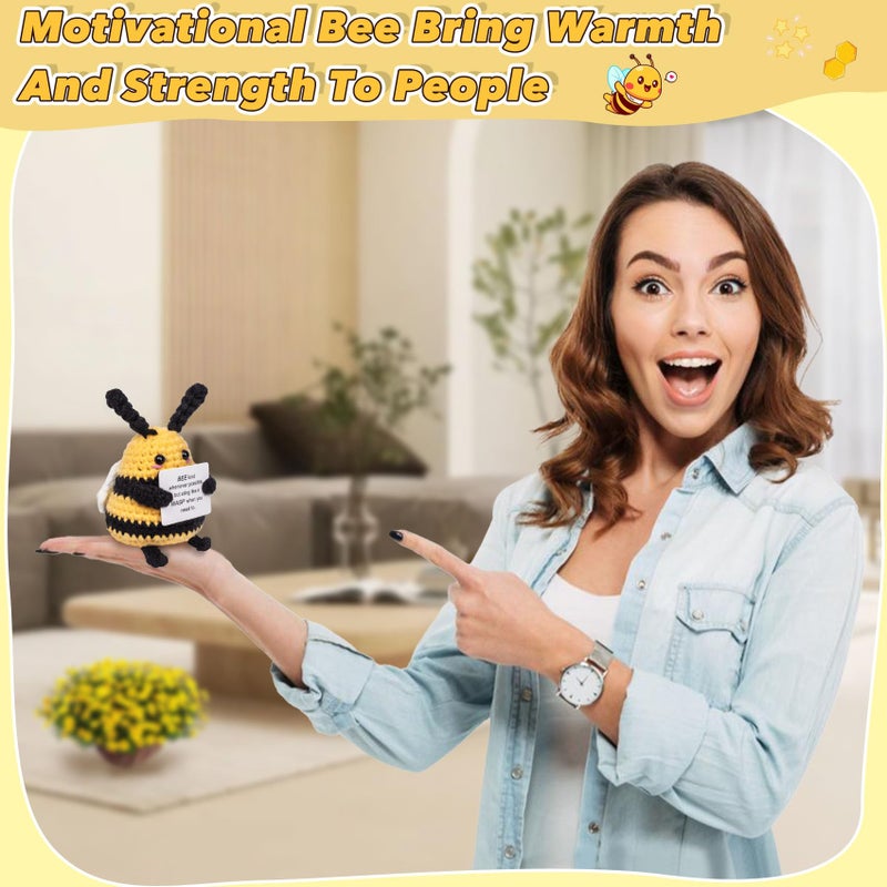Maziky Funny Positive Bee Mini Crochet Bee with Positive Affirmations Cards for Inspirational Novelty Gifts and Party Decorations - Image 5