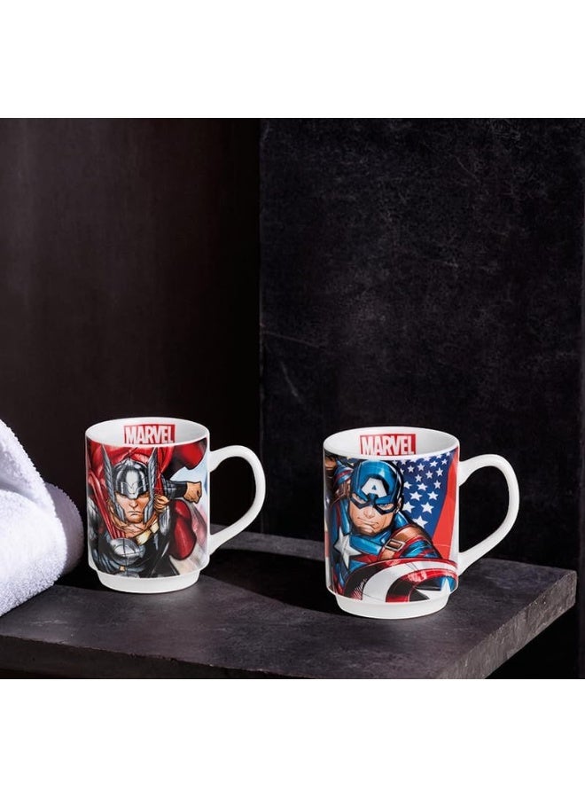 EGAN Marvel Thor Stacking Cup, 350 ml – Porcelain Coffee Mug Featuring Spider-Man, Captain America, Hulk, Iron Man & Thor – Dishwasher & Microwave Safe (350ml, THOR) - Image 2