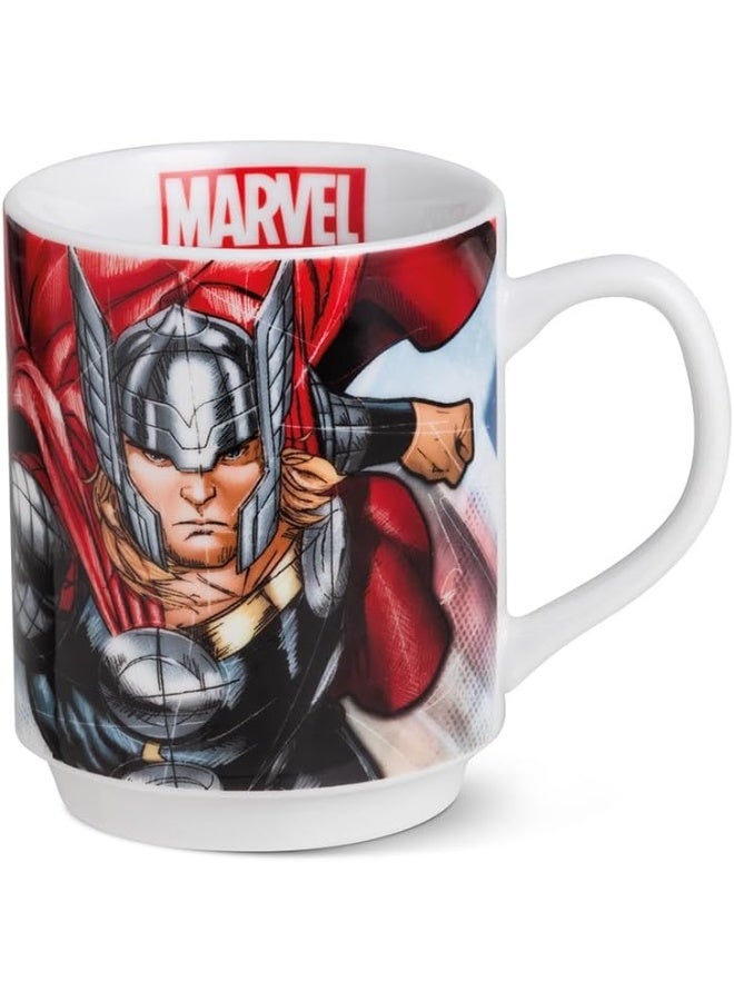 EGAN Marvel Thor Stacking Cup, 350 ml – Porcelain Coffee Mug Featuring Spider-Man, Captain America, Hulk, Iron Man & Thor – Dishwasher & Microwave Safe (350ml, THOR) - Image 1