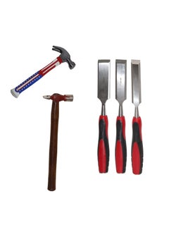 Digital Craft Digital Craft Hand Tools Kit For Home Use Chisel Kit for Woodworking Carving Size 25mm 32mm 38mmClaw Hammer200Grm Hammer  - Image 1