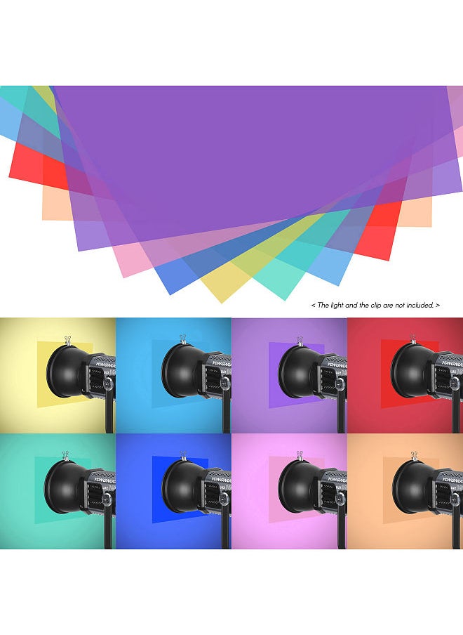 Generic 8 Colors/set Transparent Gel Lighting Filter 30 * 30cm/ 12 * 12in Coloured Overlays Tinted Correction Gels Light Filters Plastic Sheets for LED Light Studio Flash Strobe DJ Light  - Image 4