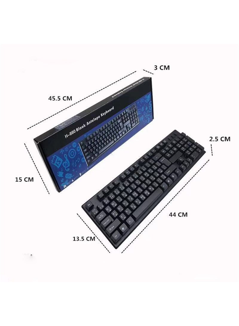 Arabic Wired Office Keyboard Black - Image 4