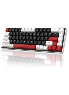 MageGee 60% Mechanical Gaming Keyboard, 68 Keys Hot-Swappable Compact Blue LED Backlit Gaming Keyboard, SKY68 Wired Ergonomic Mini Office Keyboard for Windows PC Gamer (Red Switch, White & Black)