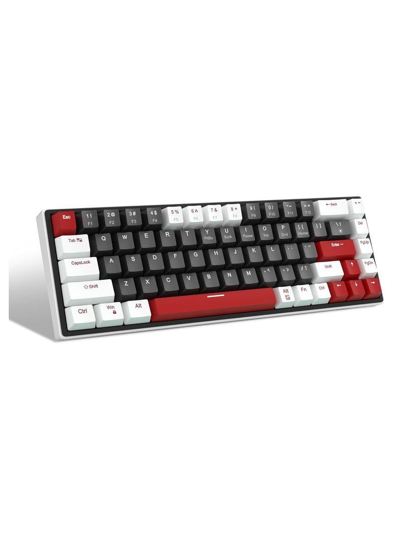 MageGee - MageGee 60% Mechanical Gaming Keyboard, 68 Keys Hot-Swappable Compact Blue LED Backlit Gaming Keyboard, SKY68 Wired Ergonomic Mini Office Keyboard for Windows PC Gamer (Red Switch, White & Black) - Image 1