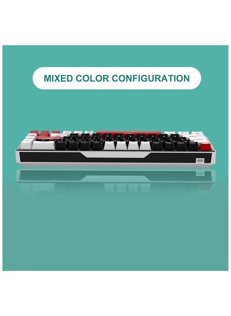 MageGee - MageGee 60% Mechanical Gaming Keyboard, 68 Keys Hot-Swappable Compact Blue LED Backlit Gaming Keyboard, SKY68 Wired Ergonomic Mini Office Keyboard for Windows PC Gamer (Red Switch, White & Black) - Image 1