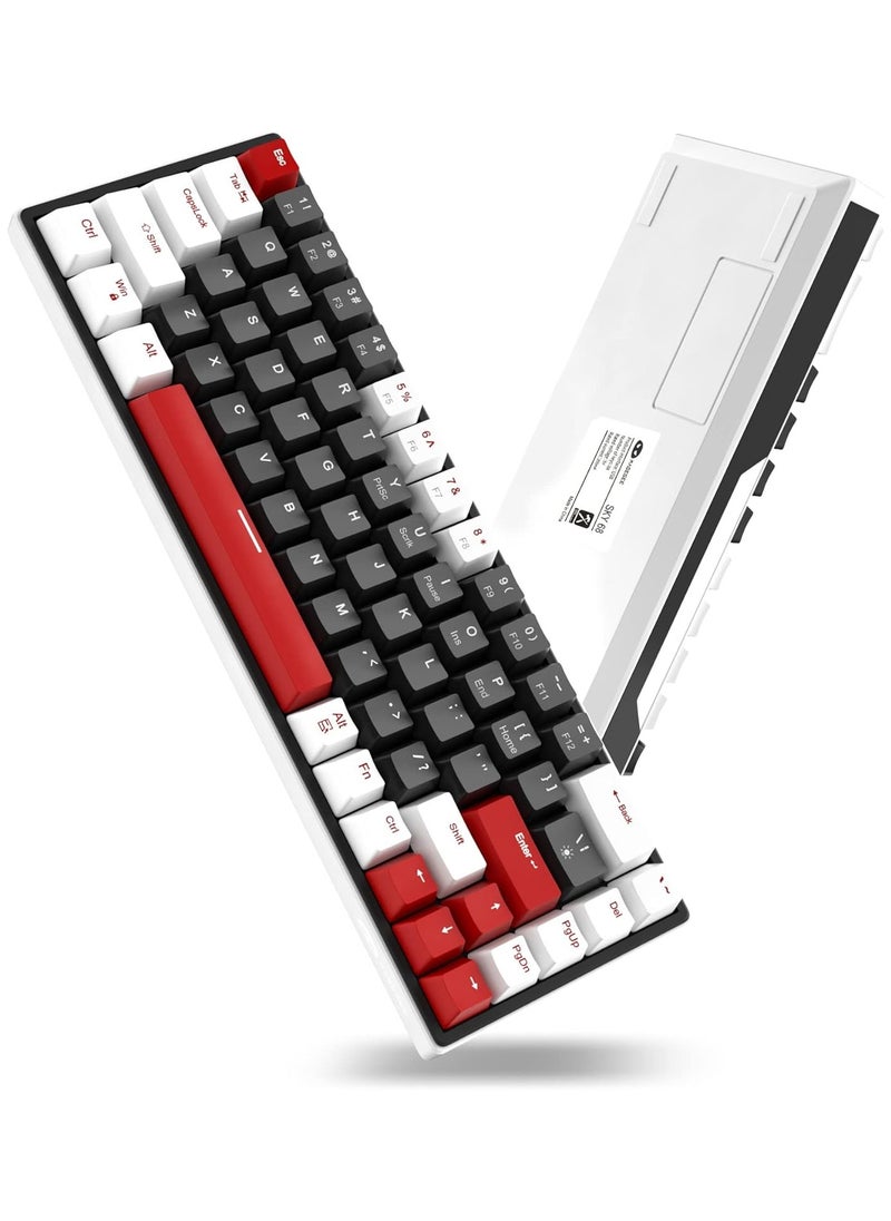 MageGee - MageGee 60% Mechanical Gaming Keyboard, 68 Keys Hot-Swappable Compact Blue LED Backlit Gaming Keyboard, SKY68 Wired Ergonomic Mini Office Keyboard for Windows PC Gamer (Red Switch, White & Black) - Image 1