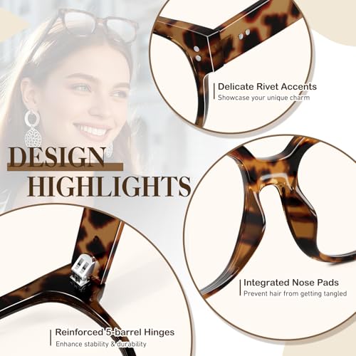 CGID Oversized Clear Lens Fake Glasses Women Men,100% UV400 Protection,Thick Big Square Frame Fashion Eyeglasses - Image 3