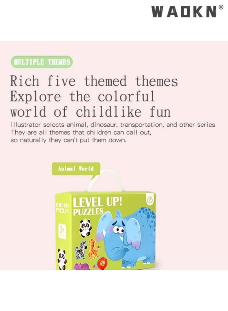 WAOKN Puzzles 6-in-1, Puzzle for 3-5 Years Old Kids, Travel Toy, Beginner Floor Puzzle, Large Size Shaped, Preschool Educational Toys (Animals) - Image 4