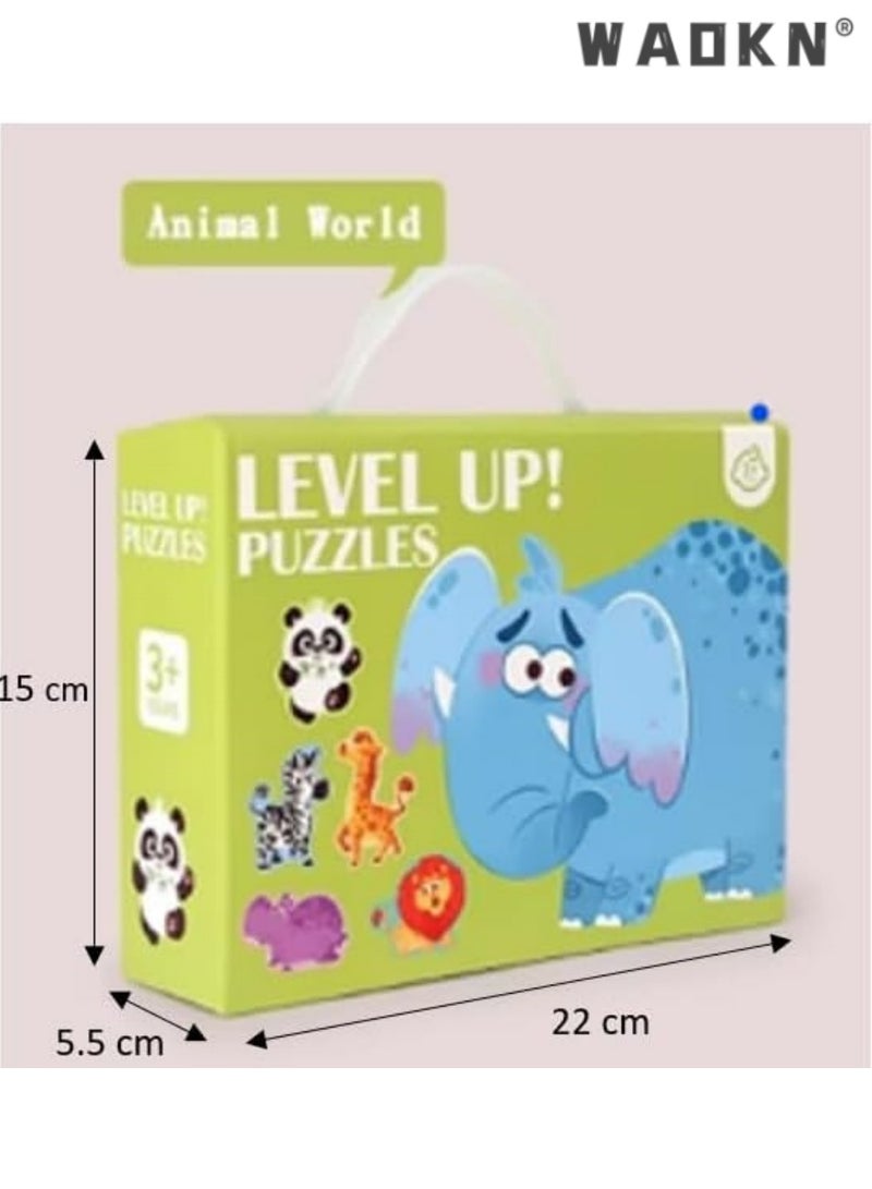 WAOKN Puzzles 6-in-1, Puzzle for 3-5 Years Old Kids, Travel Toy, Beginner Floor Puzzle, Large Size Shaped, Preschool Educational Toys (Animals) - Image 5