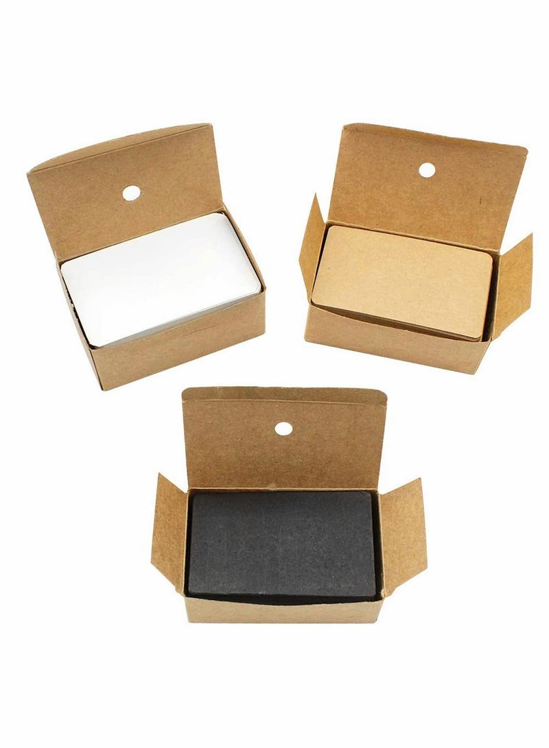Generic 300Pcs Blank Kraft Paper Cards, Double-sided Available Word Card, Business Cards Message Card DIY Gift Card Kraft Note Paper Tags Scratch Paper Flash Cards - Image 1