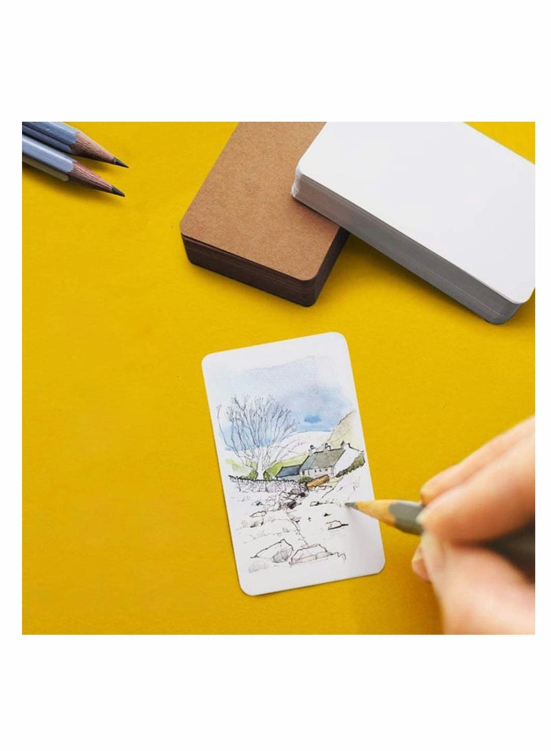 Generic 300Pcs Blank Kraft Paper Cards, Double-sided Available Word Card, Business Cards Message Card DIY Gift Card Kraft Note Paper Tags Scratch Paper Flash Cards - Image 2
