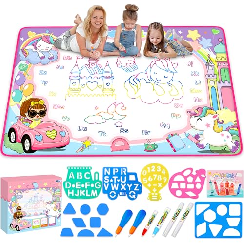 Toyk Water Doodle Mat Kids Painting Writing Doodle Board Toy Color Drawing Mat Bring Magic Pens Educational Toys for Age 2 3 4 5 6 7 8 9 Year Old Girls Boys Toddler Present - Image 1