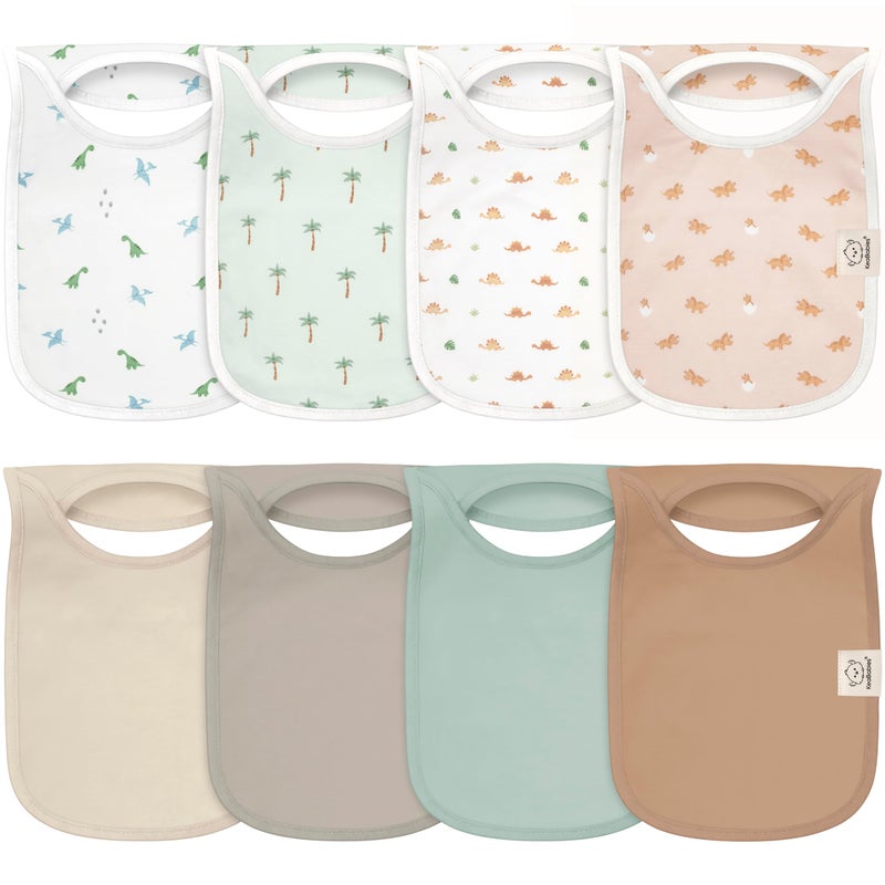 KeaBabies 8Pack Baby Bibs for Boys Girls Pullover Bibs for Drooling Teething Baby Girl Boy Toddler Newborn Soft Absorbent Cute Colors Large Torso Coverage Keep Infant Clean Dry Roarsome