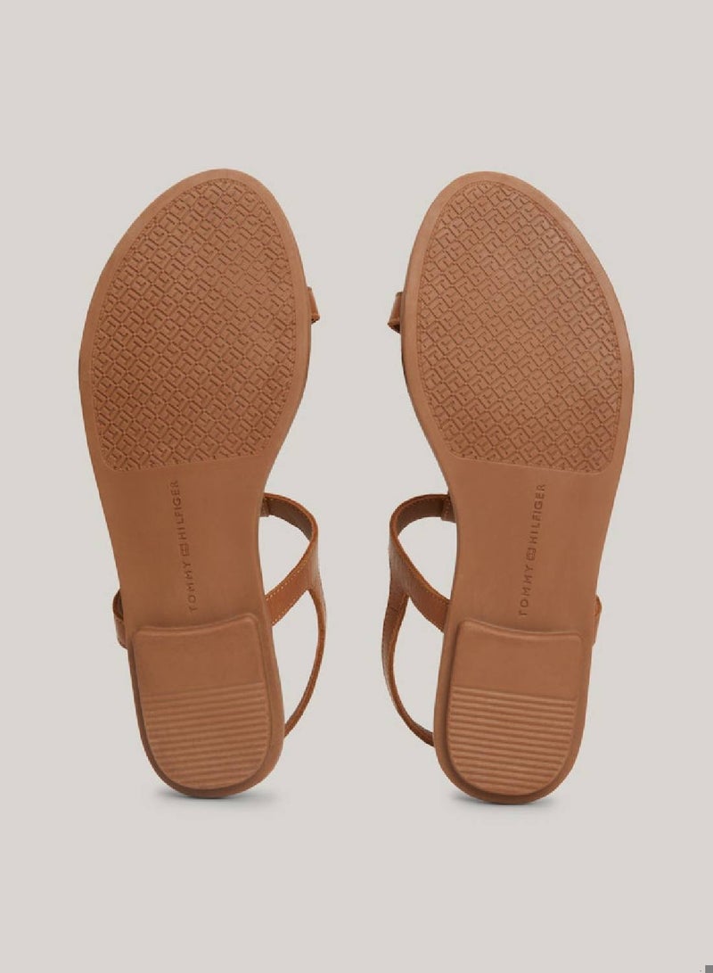 TOMMY HILFIGER Leather Enamel Flag Flat Sandals  - Image 3