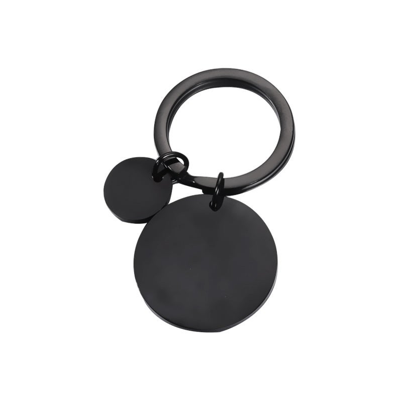 Foreign trade hot-selling all-match pendant stainless steel disc key chain diy glossy laser logo jewelry pendant Black (MP632) 
