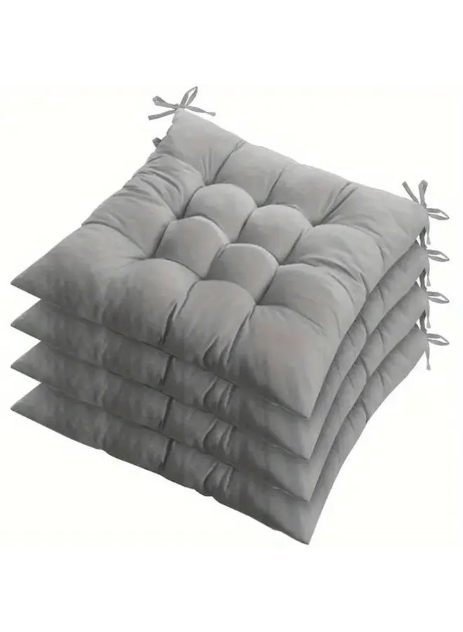 Grey 4pcs Seat Cushion Set Soft Comfortable Washable for Home Office Car - Image 1