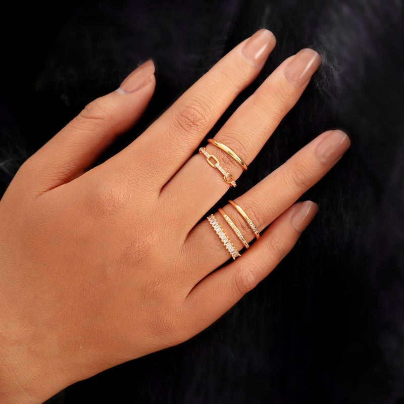 Honsny Stackable Gold Rings for Women Set Dainty 18K Gold Plated Cubic Zirconia Thumb Rings Thin Eternity Engagement Rings - Image 4