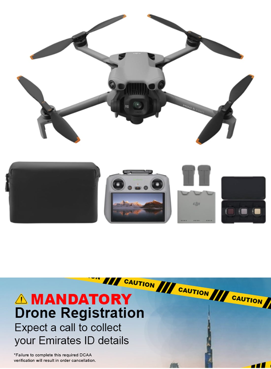 Mini 5 Pro Fly More Combo Plus, DJI RC 2, 1-Inch CMOS, Obstacle Sensing, ActiveTrack 360°, 225° Gimbal Rotation, Extended Battery LifeMOIAT Certified, UAE Version, Official Warranty Support