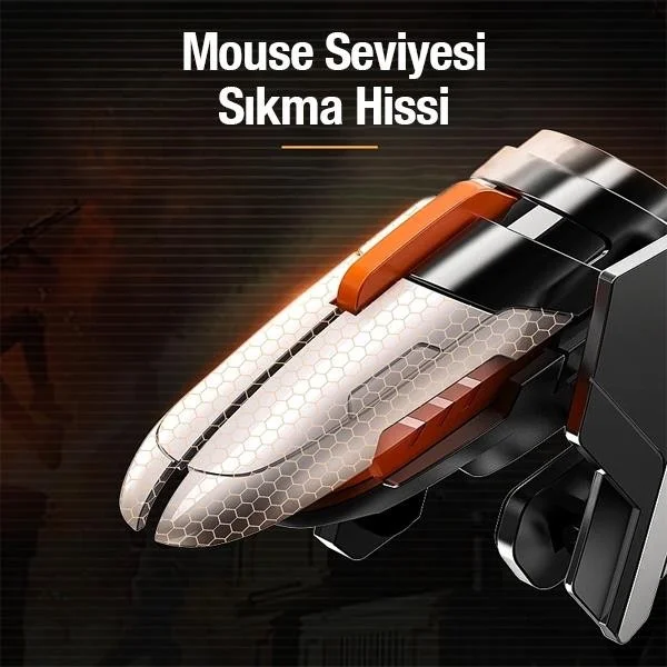 بولهاموبيل Polham 2 Piece Set Game Trigger Key Compatible with All Phones, Mechanical 6 Finger Pubg Joystick Trigger Key