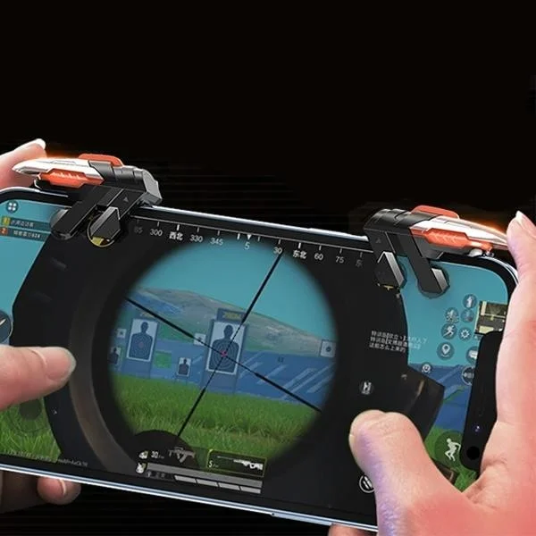 بولهاموبيل Polham 2 Piece Set Game Trigger Key Compatible with All Phones, Mechanical 6 Finger Pubg Joystick Trigger Key