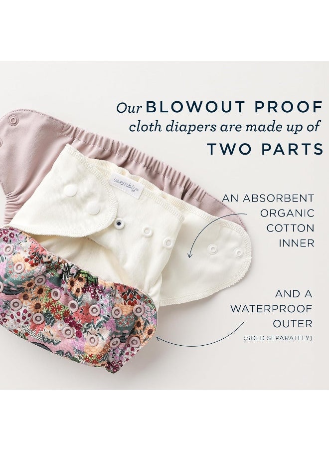 Esembly Esembly Cloth Diaper Bundle Set, 3 Organic Absorbent Inners and 1 Waterproof Diaper Cover, Blowout-Proof Reusable Washable Diapers with Snap Closure, Size 2 (18-35lbs), Mist  - Image 2