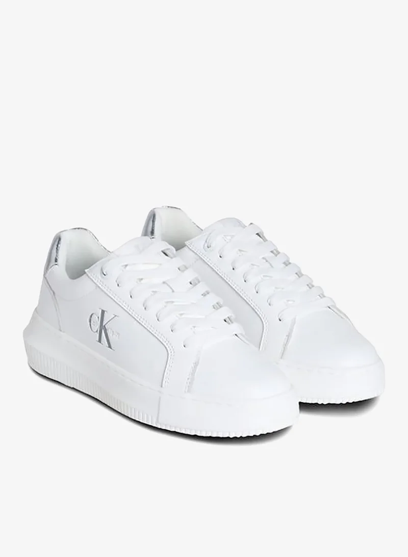 Calvin Klein Jeans White Leather Chunky Cupsole Trainers for Women | Best Price UAE