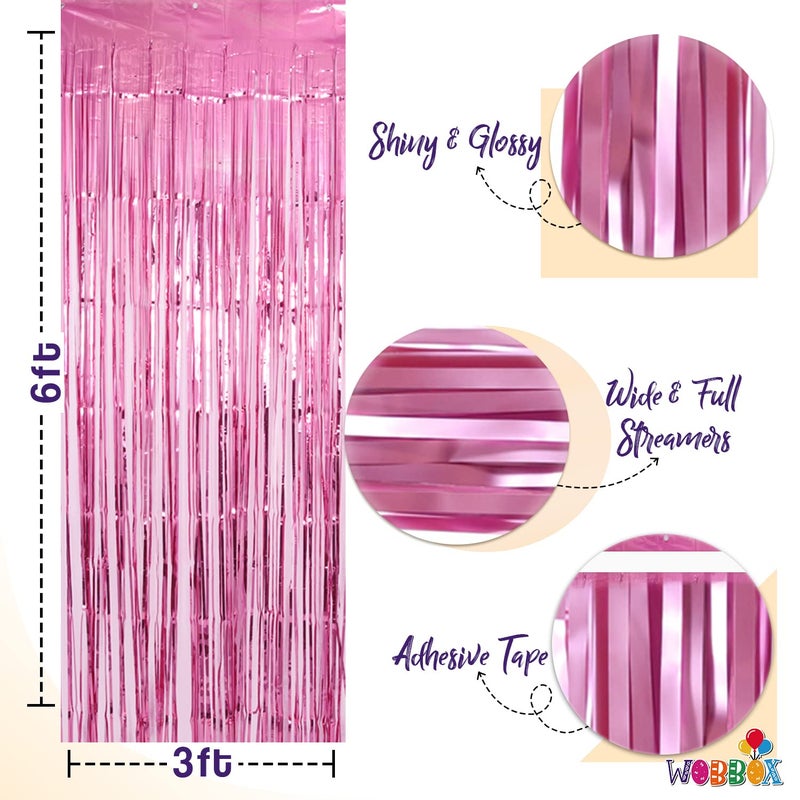 WOBBOX First Tooth Pink 13 Pcs Party Props with I Got My 1st Tooth Bunting Banner, Pink Colour Stylish Font & Balloons & Foil Curtain, First Tooth Decoration - Image 3