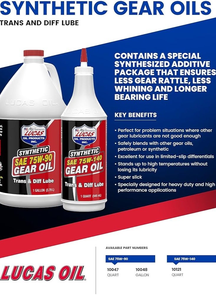 LUCAS - Lucas Oil 10047 SAE 75W-90 Synthetic Gear Oil/Transmission - Image 1