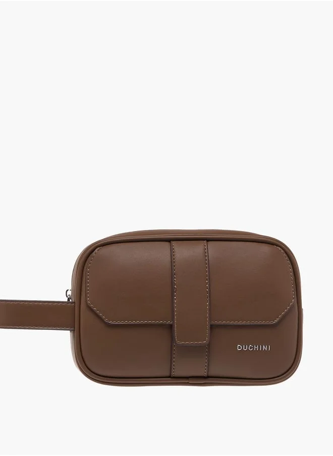 دوتشيني Men Solid Pouch with Wristlet Strap and Zip Closure