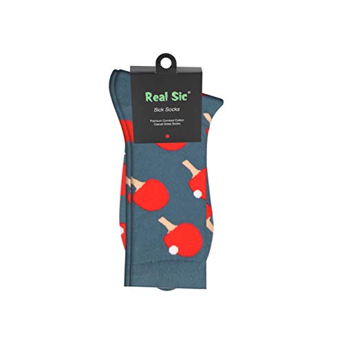 Real Sic Fun Socks for Men and Women - Cozy Cotton Dress Socks with Colorful Designs - Cool, Casual, Wacky Patterned (Ping-pong) - Image 5