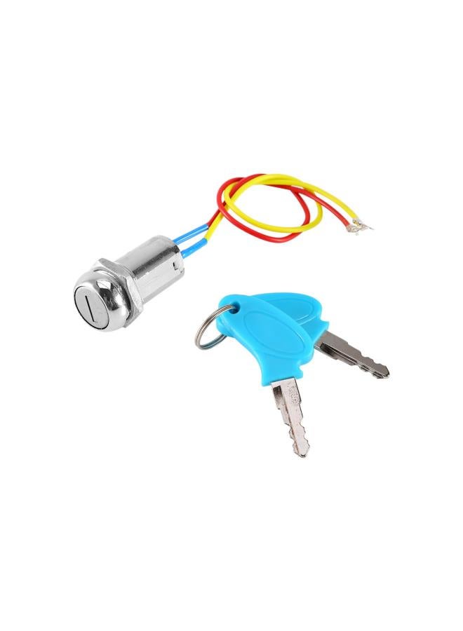 مفتاح التشغيل، مفتاح تشغيل بأسلاكين مع مفتاحين قفل، قفل تشغيل/إيقاف لدراجة كهربائية، ATV، دراجة مموضة، كارت كهربائي، دراجة كهربائية، قفل دواسة. - Image 1