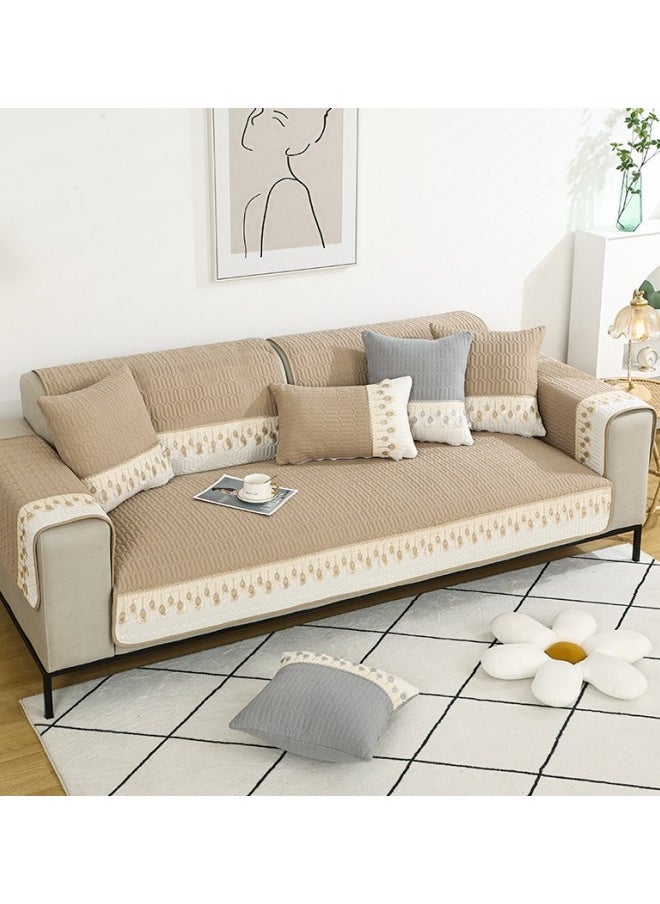 Couch Cover,Sofa Covers,Anti Slip Love Seat Couch Covers For 2 Cushion Couch,Washable Slipcover For Sofa Protector,For Kids, Dogs, Pets,70*120cm(Pack Of 1)(Coffee)  - Image 2