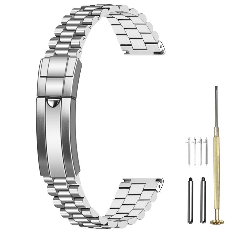 Juntan Screwin Stainless Steel Watch Band 20mm for Men Women Straight End Metal Watch Strap with Oyster Buckle Taperd Replacement Jubilee Bracelet Silver - Image 2