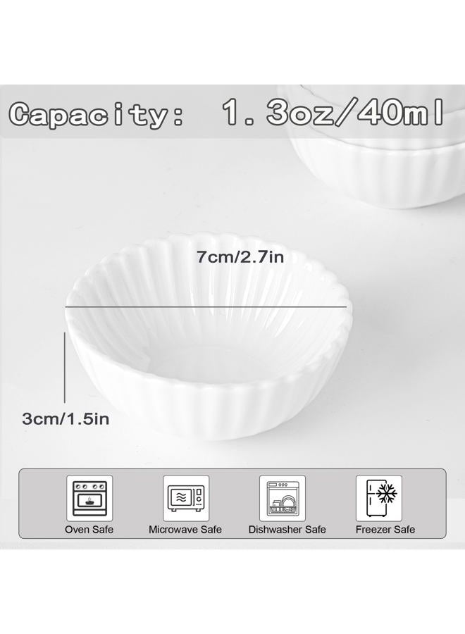 UIBFCWN 12 Pack 1.3Oz Soy Sauce Dish Ceramic, White Dipping Sauce Bowls/Dishes, Small Dipping Cups for Sushi Ketchup Olive Oil Side Dishes, Mini Dip Bowls for Charcuterie Boards - 2.7inch - Image 2