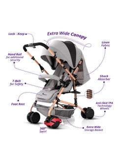 TEKNUM Reversible Trip Stroller With Ace Diaper Bag - Grey  - Image 5