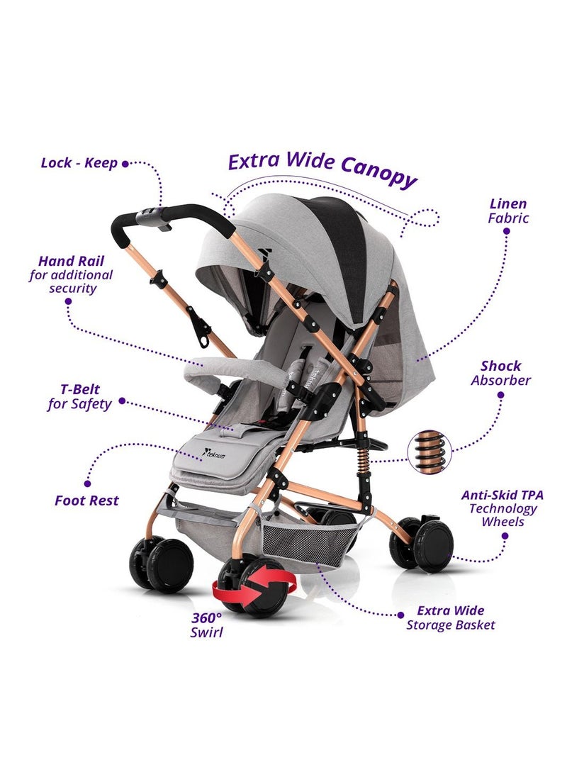 TEKNUM Reversible Trip Stroller With Ace Diaper Bag - Grey  - Image 5