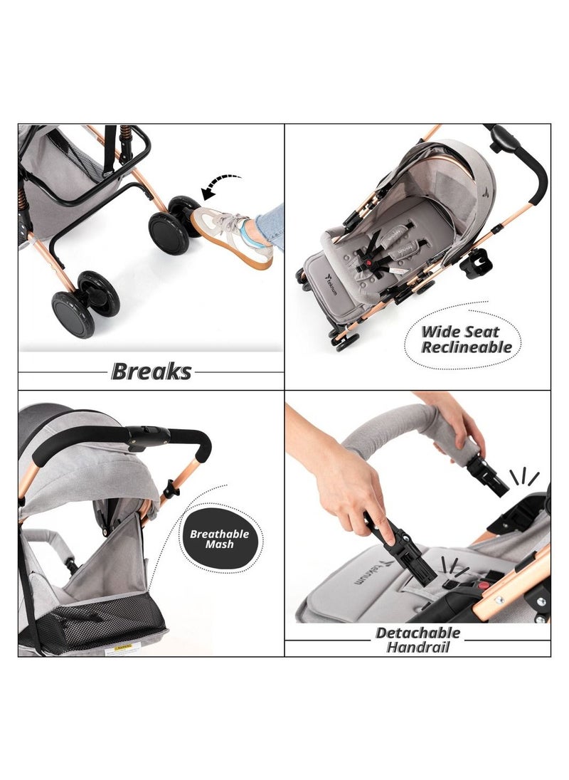 TEKNUM Reversible Trip Stroller With Ace Diaper Bag - Grey  - Image 3