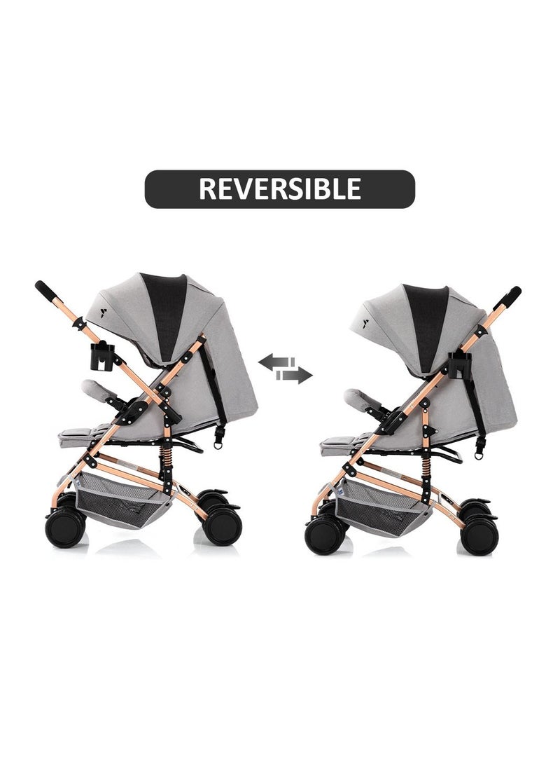 Reversible Trip Stroller With Ace Diaper Bag - Grey