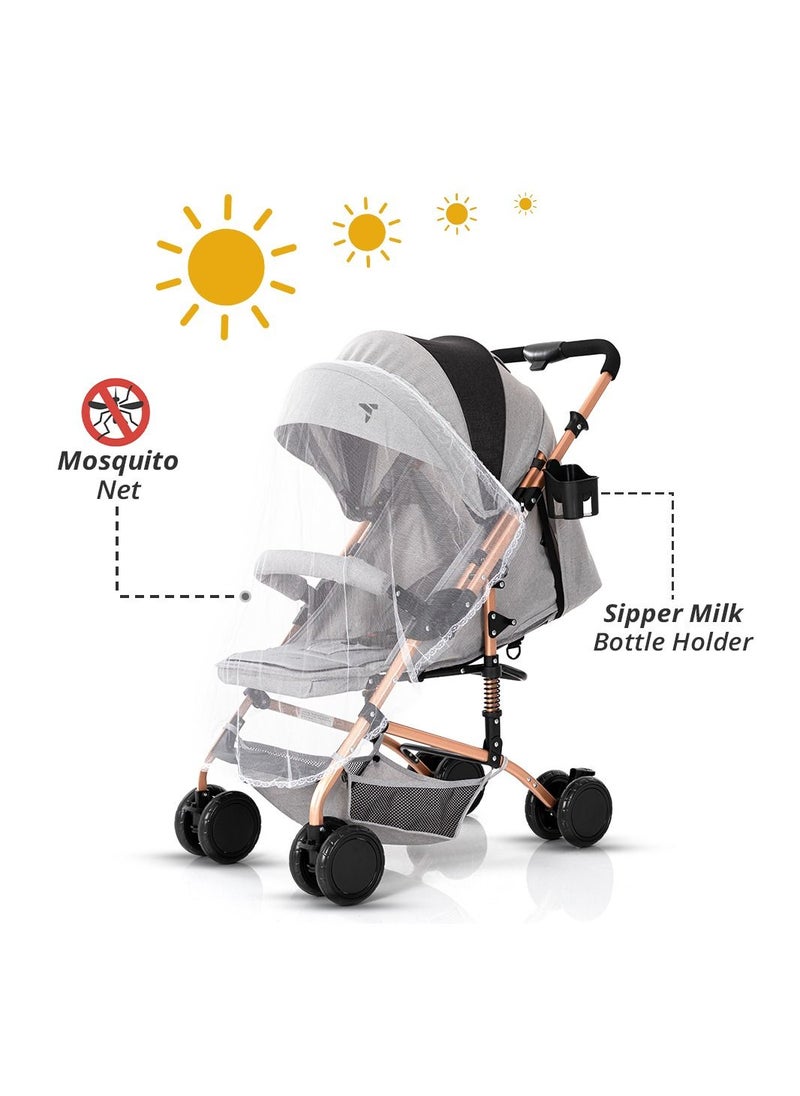Reversible Trip Stroller With Ace Diaper Bag - Grey
