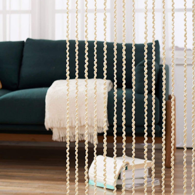 QZIBEVA Pack 1 Polyester Thread String Curtains Cream for Door with Stylish Beads Hanging Decoration Code DLC0M3001 - Image 1