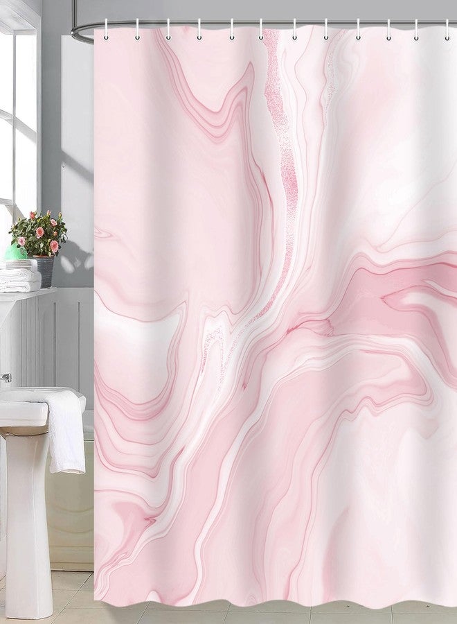 MERCHR Pink Marble Shower Curtain, Abstract Modern Shower Curtains for Bathroom Decor, Aesthetic Ink Art Chic Elegant Waterproof Fabric Shower Curtain Set with Hooks, 72x72 Inch - Image 4