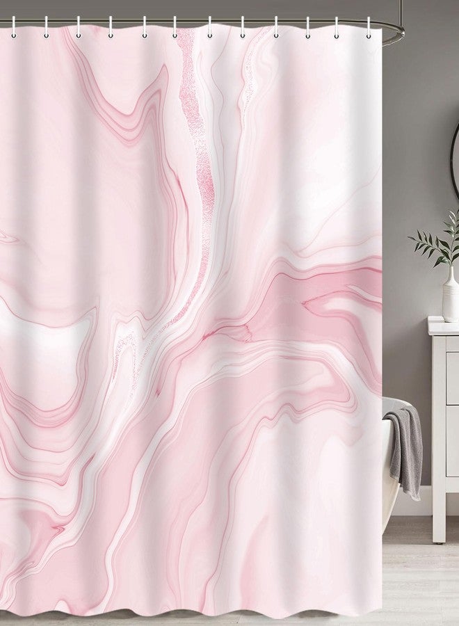 MERCHR Pink Marble Shower Curtain, Abstract Modern Shower Curtains for Bathroom Decor, Aesthetic Ink Art Chic Elegant Waterproof Fabric Shower Curtain Set with Hooks, 72x72 Inch - Image 1