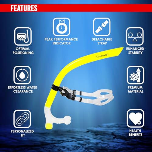 AIRAVAT Front Snorkel Tuna,Dive Mask Easy-Breath Free Diving Snorkel for Snorkeling Scuba Diving Freediving Swimming (Yellow) - Image 3