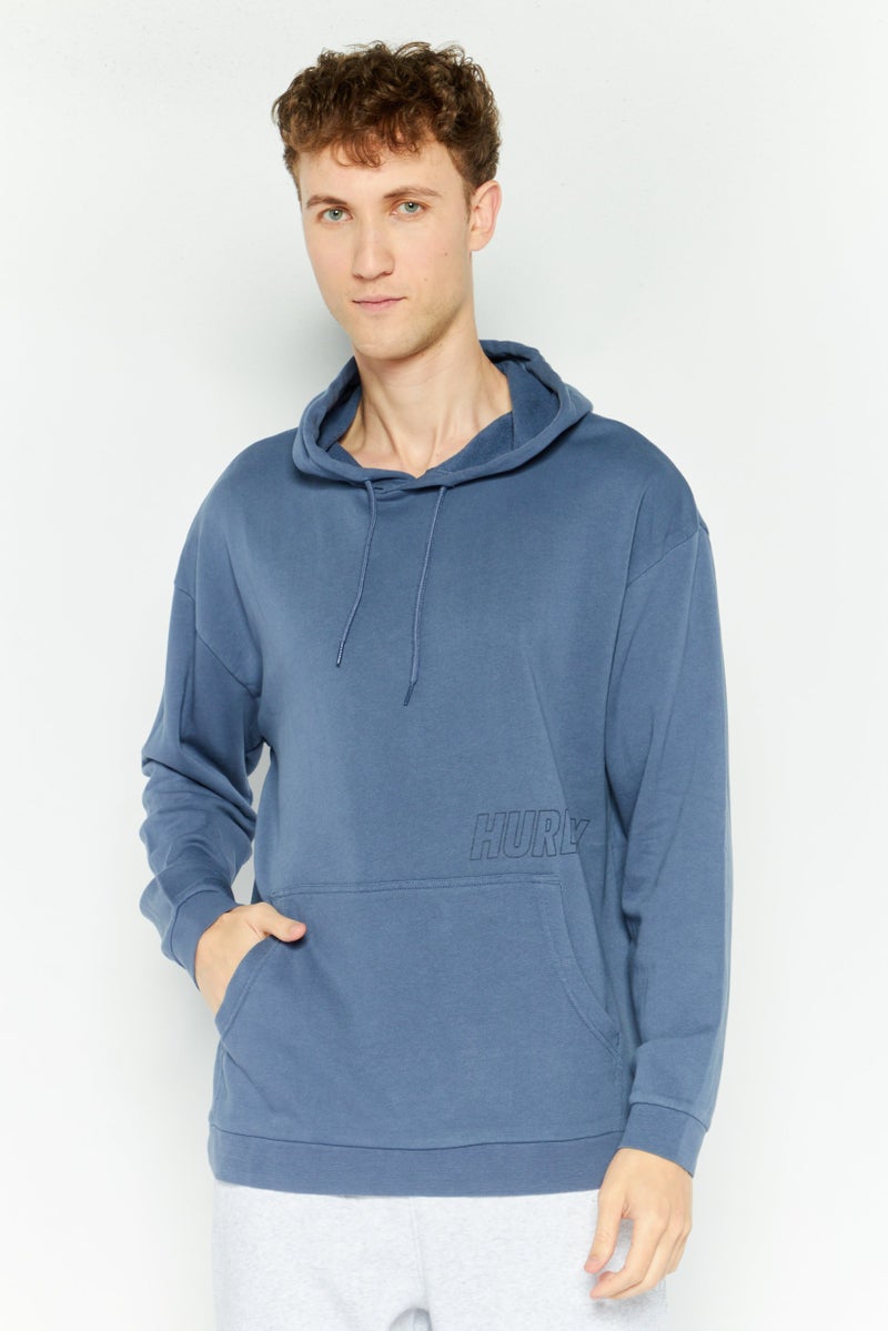 Hurley سويت شيرت رجالي بغطاء رأس بأكمام طويلة بلون أزرق مائل إلى الأخضر - Image 1