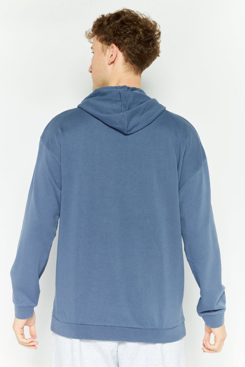 Hurley سويت شيرت رجالي بغطاء رأس بأكمام طويلة بلون أزرق مائل إلى الأخضر - Image 4