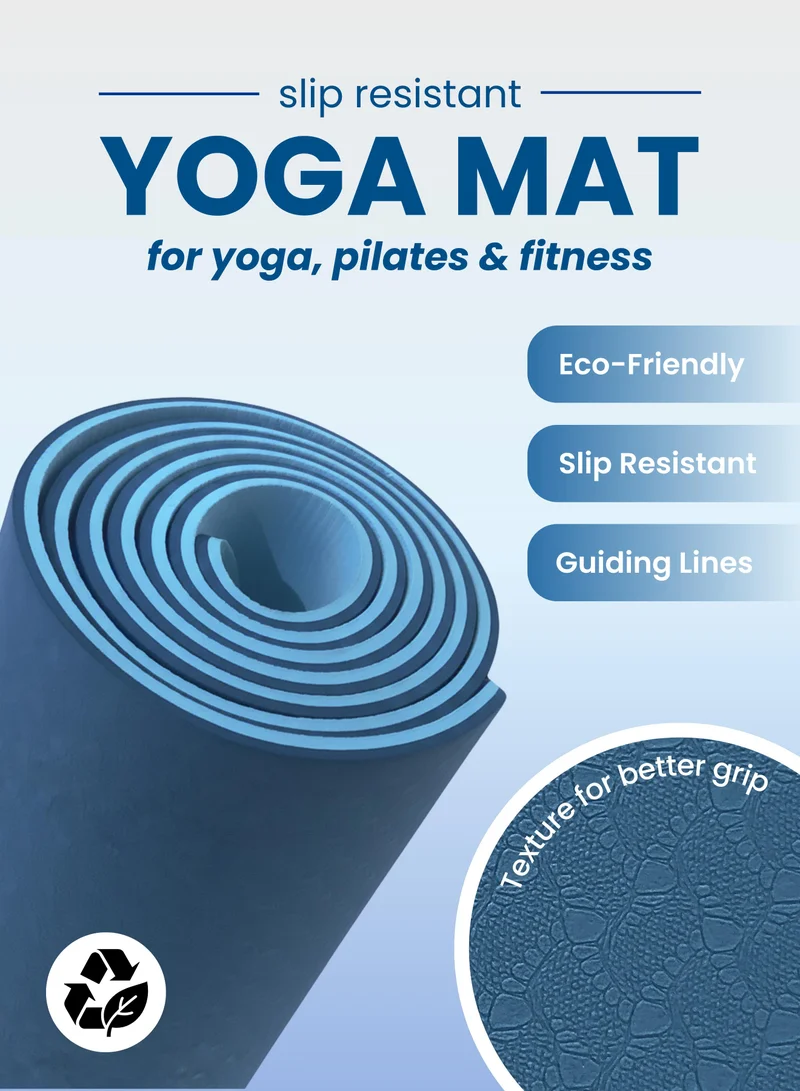 جاست نيتشر حصيرة يوجا مزدوجة الطبقة باللون الأزرق الداكن والأزرق